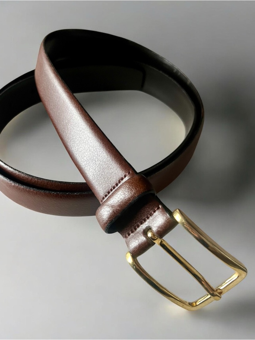 Barneys New York Italian Leather Belt Brown Hand Made in Italy Gold Sz 42 EUC